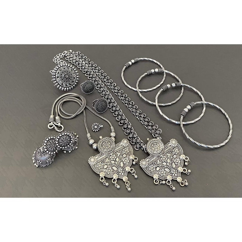 Akruti Collection Oxidised Plated Combo Set