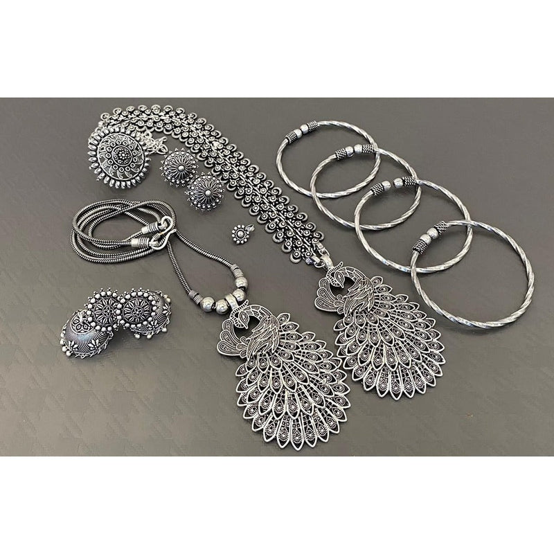 Akruti Collection Oxidised Plated Combo Set