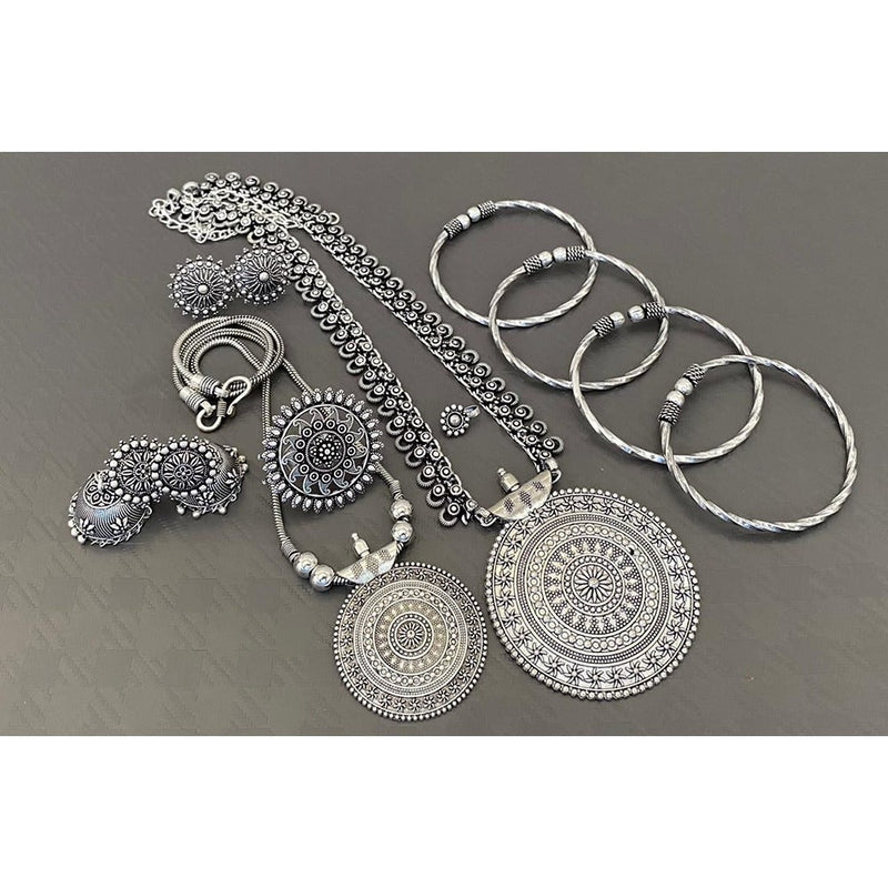 Akruti Collection Oxidised Plated Combo Set