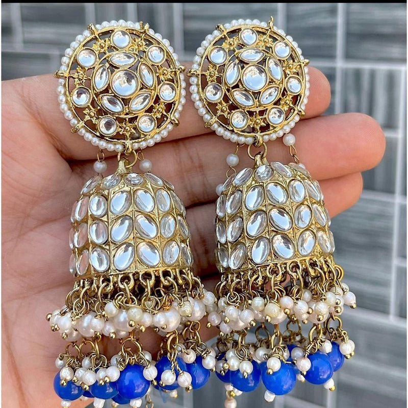 Akruti Collection Gold Plated Kundan Kanchain Jhumki Earrings