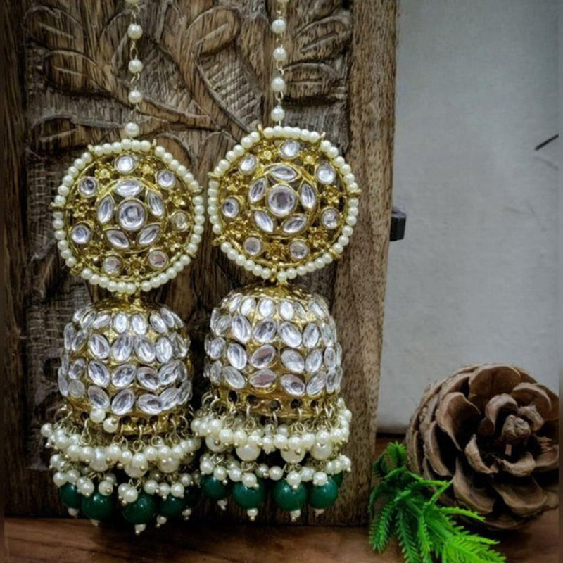 Akruti Collection Gold Plated Kundan Kanchain Jhumki Earrings