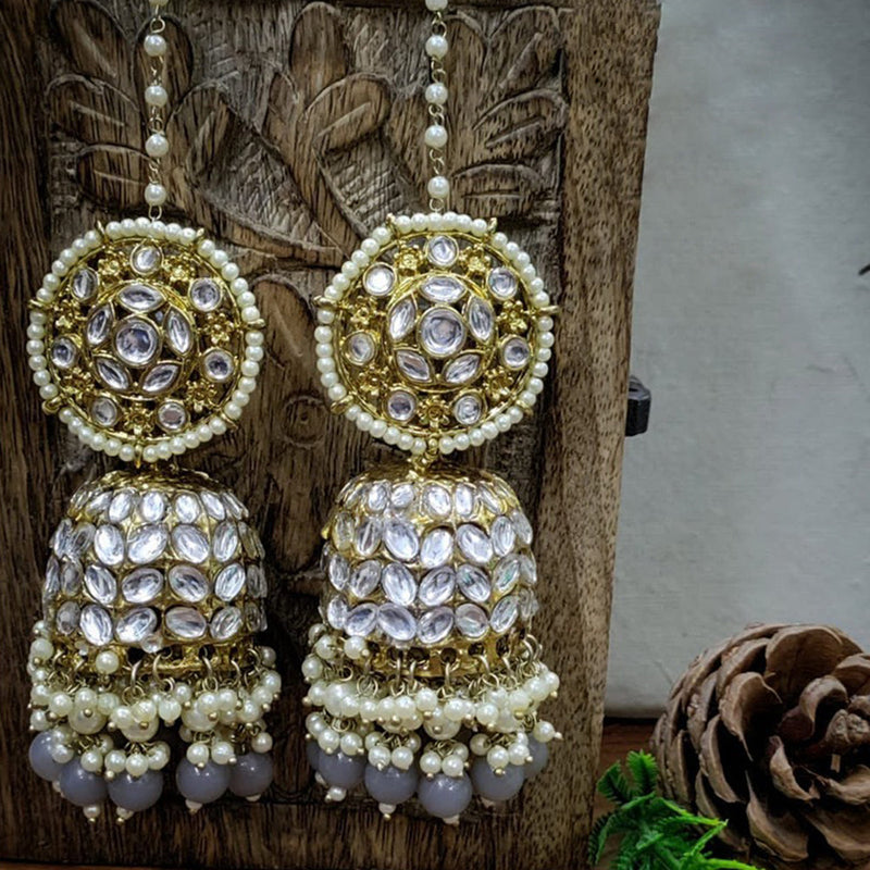 Akruti Collection Gold Plated Kundan Kanchain Jhumki Earrings