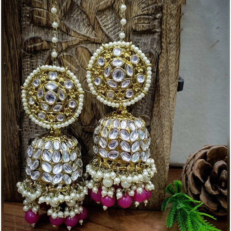 Akruti Collection Gold Plated Kundan Kanchain Jhumki Earrings