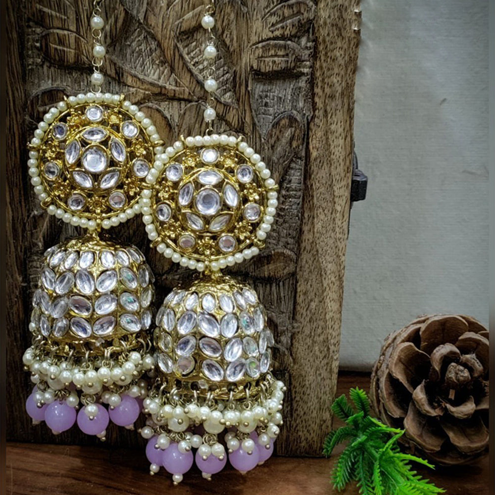 Akruti Collection Gold Plated Kundan Kanchain Jhumki Earrings