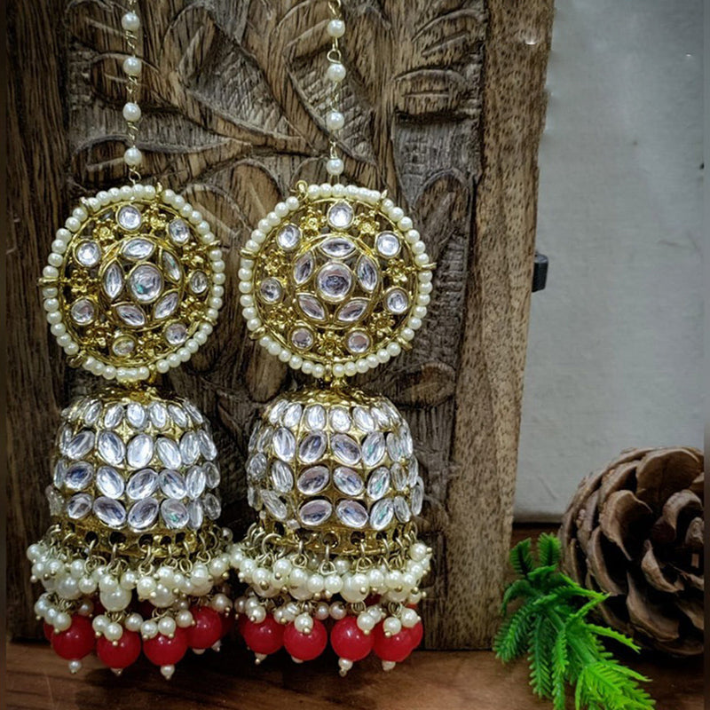 Akruti Collection Gold Plated Kundan Kanchain Jhumki Earrings