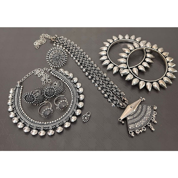 Akruti Collection Oxidised Plated Jewellery Combo Set