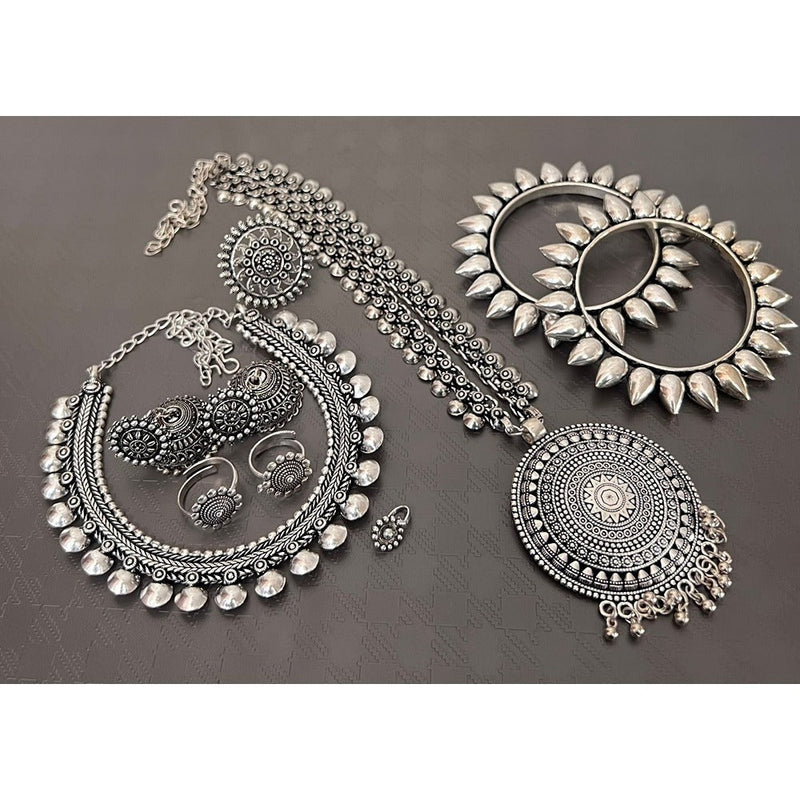 Akruti Collection Oxidised Plated Jewellery Combo Set