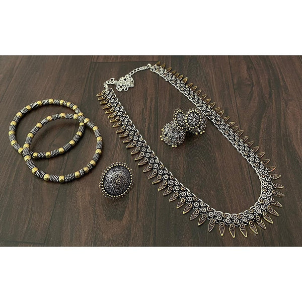 Akruti Collection Oxidised Plated Jewellery Combo Set