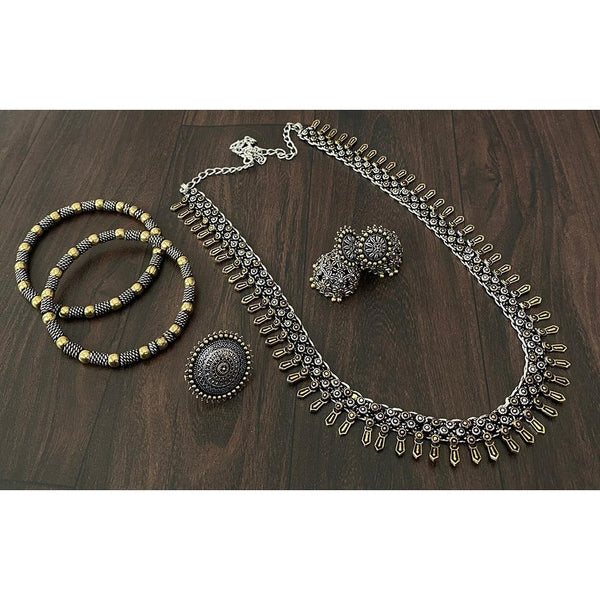 Akruti Collection Oxidised Plated Jewellery Combo Set