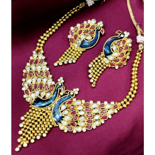 Akruti Collection Gold Plated Meenakari Necklace Set