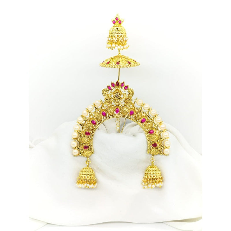 Akruti Collection Gold Plated Kundan Hair Brooch