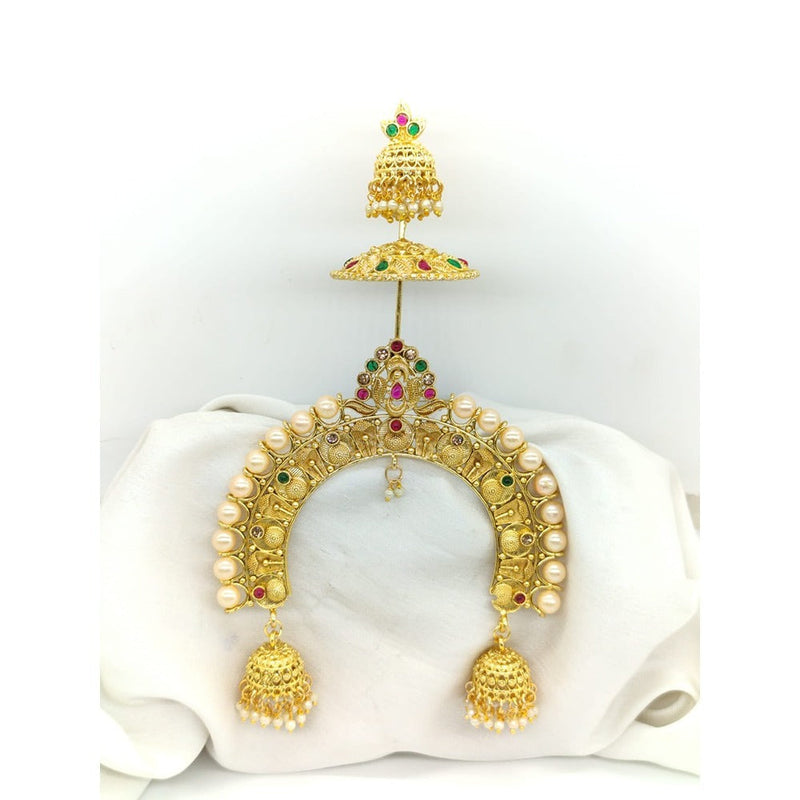 Akruti Collection Gold Plated Kundan Hair Brooch