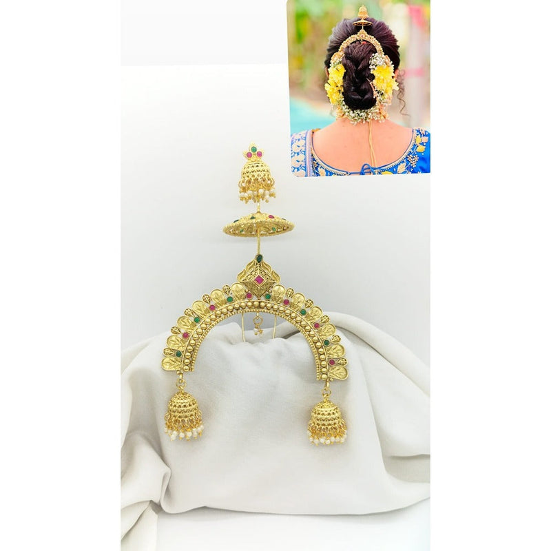 Akruti Collection Gold Plated Kundan Hair Brooch