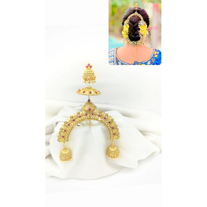 Akruti Collection Gold Plated Kundan Hair Brooch