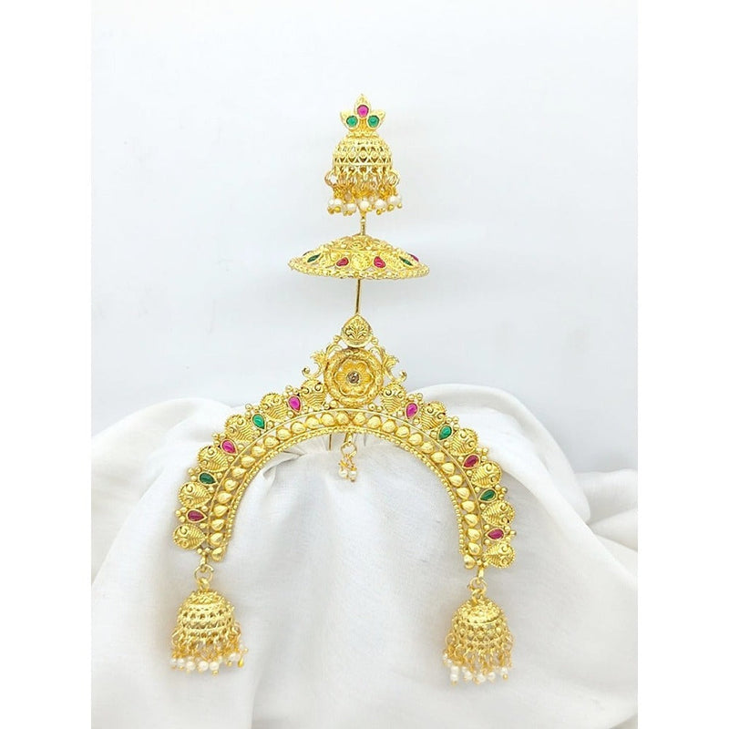 Akruti Collection Gold Plated Kundan Hair Brooch