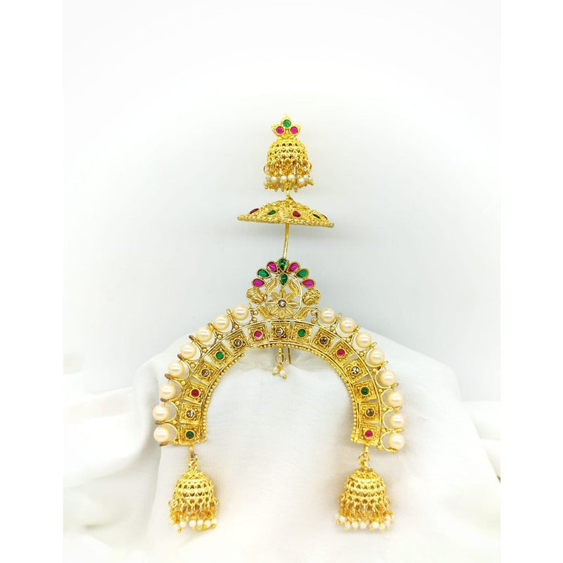 Akruti Collection Gold Plated Kundan Hair Brooch