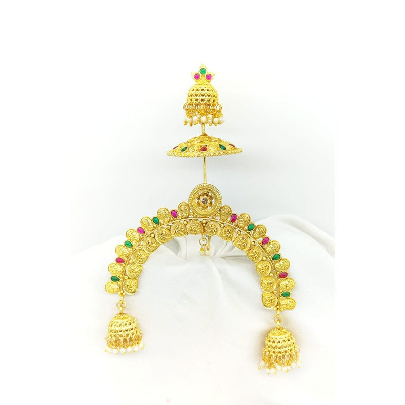 Akruti Collection Gold Plated Kundan Hair Brooch