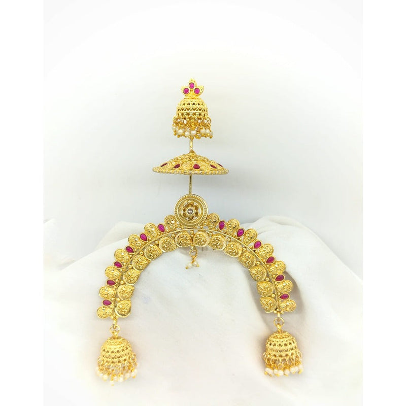 Akruti Collection Gold Plated Kundan Hair Brooch