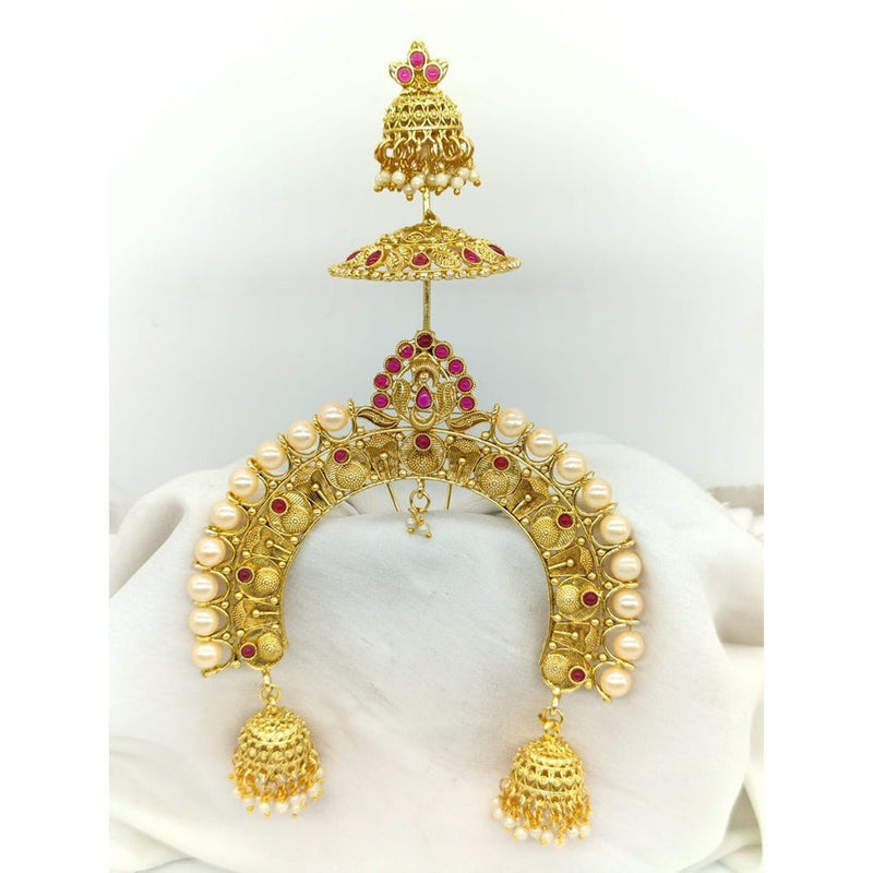 Akruti Collection Gold Plated Kundan Hair Brooch