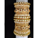Akruti Collection Gold Plated Pearl And Kundan Bangle Set