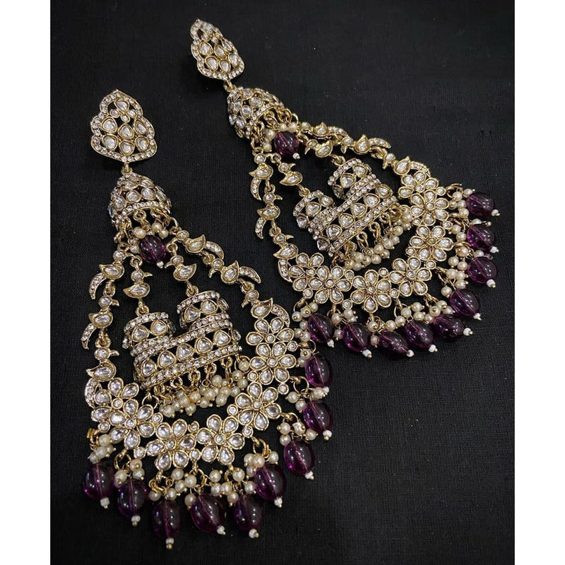 Akruti Collection Gold Plated Kundan And Pearl Dangler Earrings