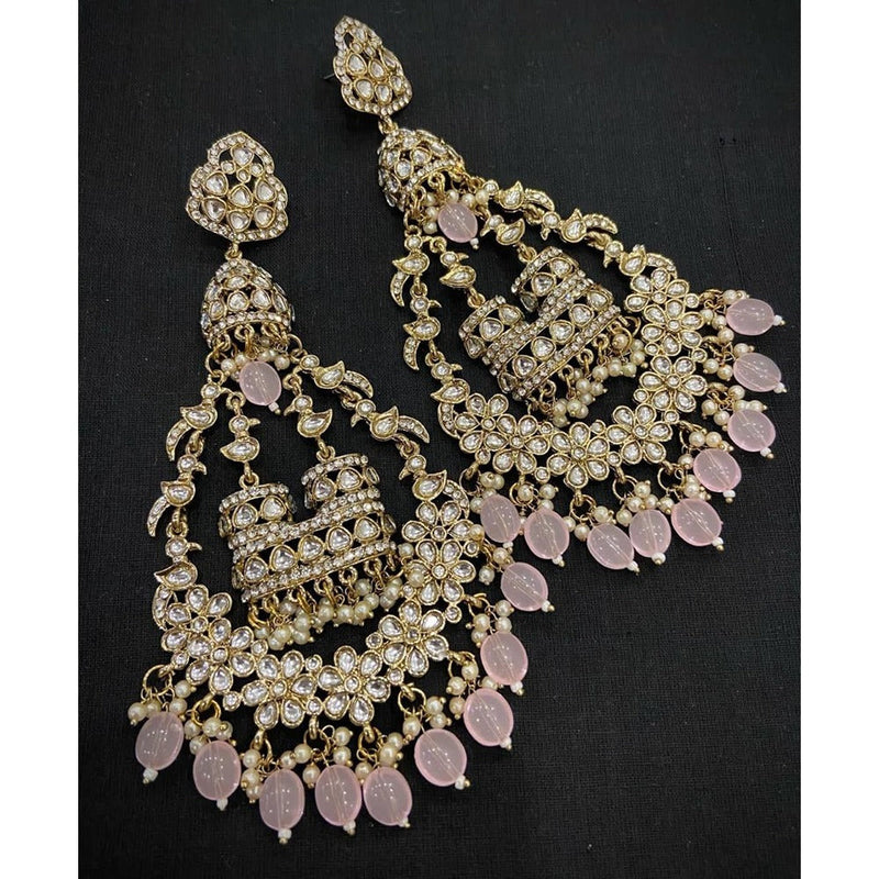 Akruti Collection Gold Plated Kundan And Pearl Dangler Earrings