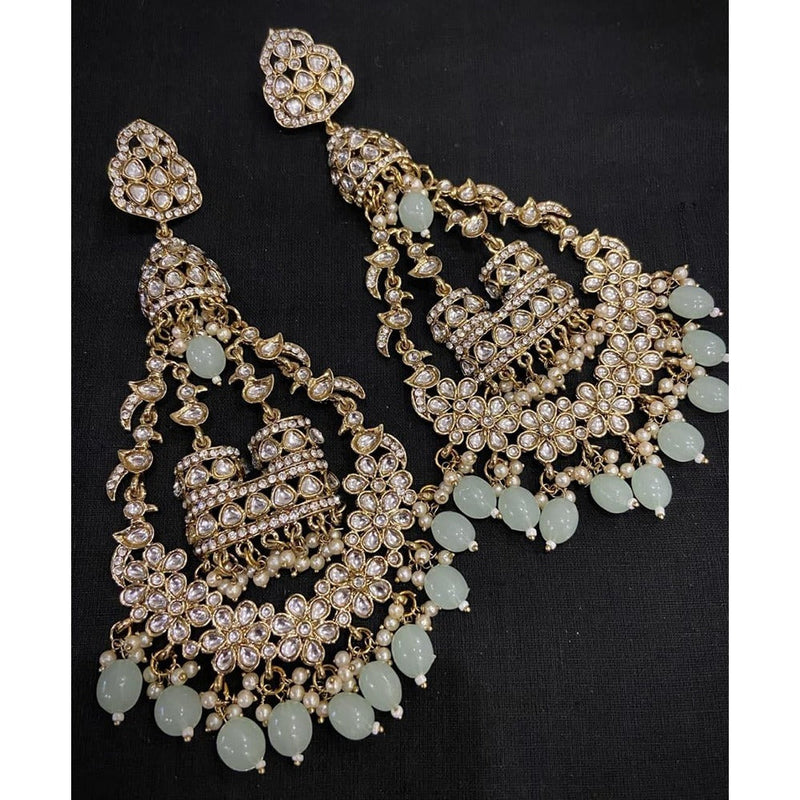 Akruti Collection Gold Plated Kundan And Pearl Dangler Earrings