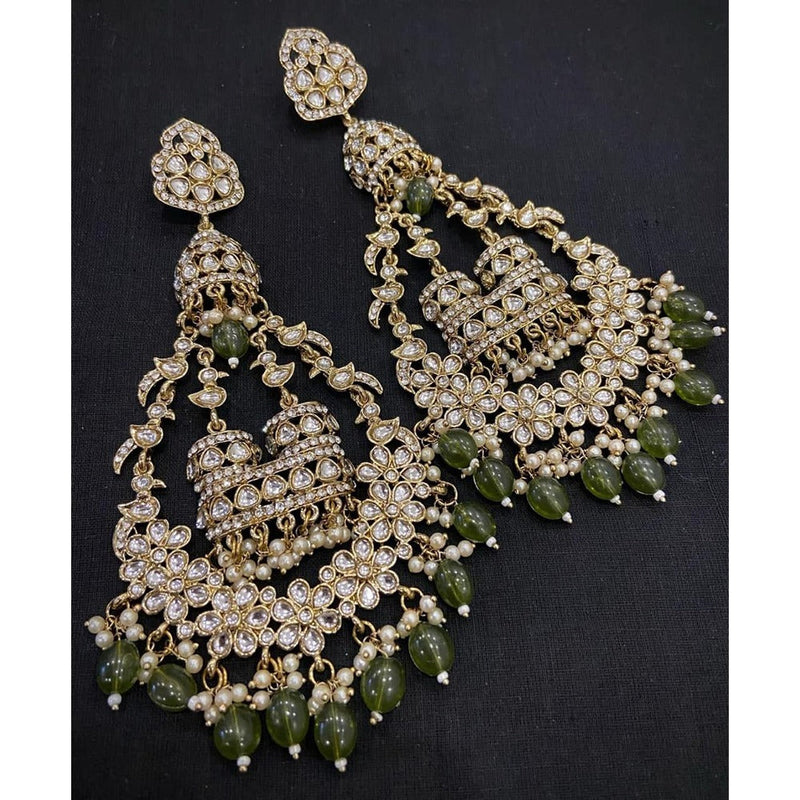 Akruti Collection Gold Plated Kundan And Pearl Dangler Earrings