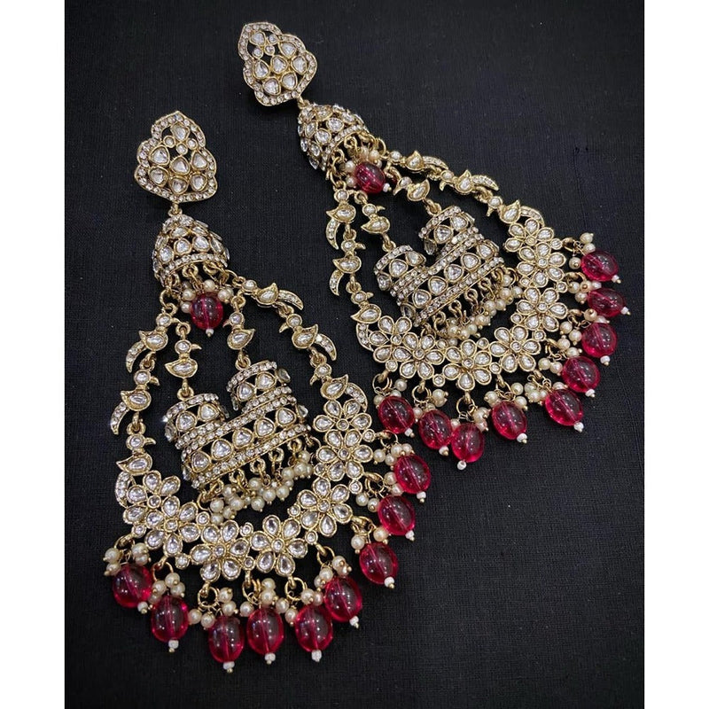 Akruti Collection Gold Plated Kundan And Pearl Dangler Earrings