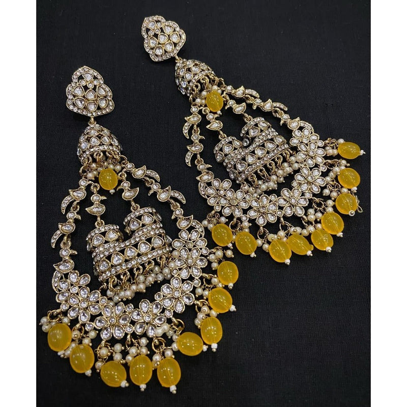 Akruti Collection Gold Plated Kundan And Pearl Dangler Earrings