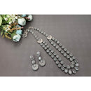 Akruti Collection Oxidised Plated Pota Stone Long Necklace Set