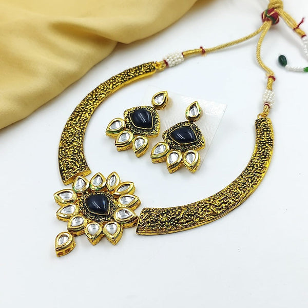 Akruti Collection Gold Plated Kundan Stone Necklace Set