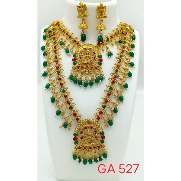 Akruti Collection Gold Plated Beads And Pota Stone Necklace Combo