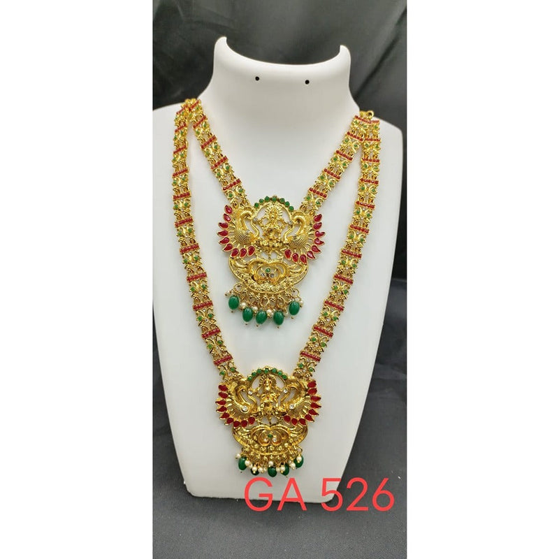 Akruti Collection Gold Plated Beads And Pota Stone Necklace Combo