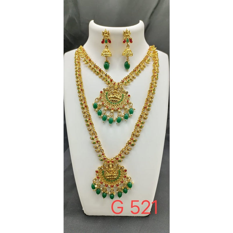 Akruti Collection Gold Plated Beads And Pota Stone Necklace Combo