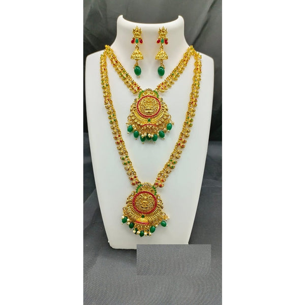 Akruti Collection Gold Plated Beads And Pota Stone Necklace Combo