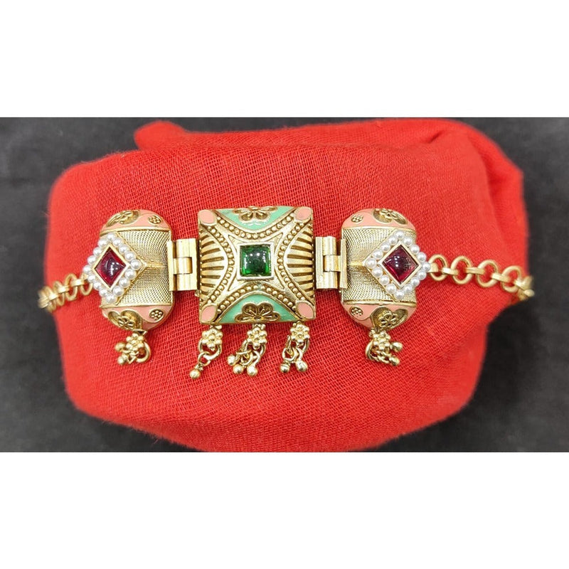 Akruti Collection Gold Plated Pota Stone Bajuband