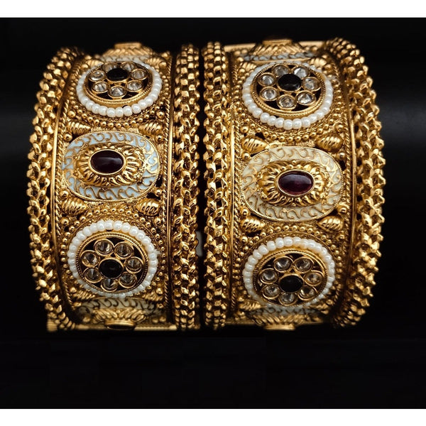 Akruti Collection Copper Gold Bangles Set