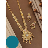 Akruti Collection Gold Plated Kundan Long Necklace Set