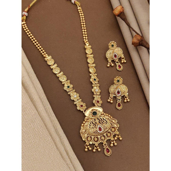 Akruti Collection Gold Plated Kundan Long Necklace Set