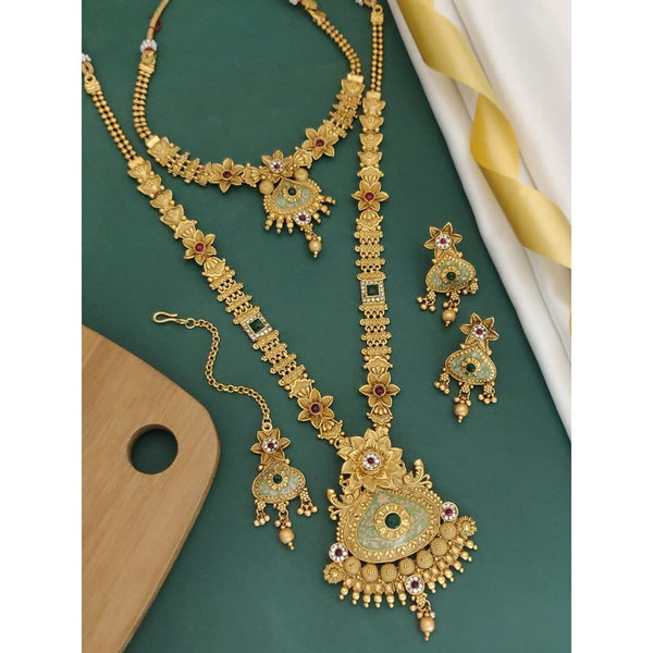 Akruti Collection Gold Plated Kundan Combo Necklace Set
