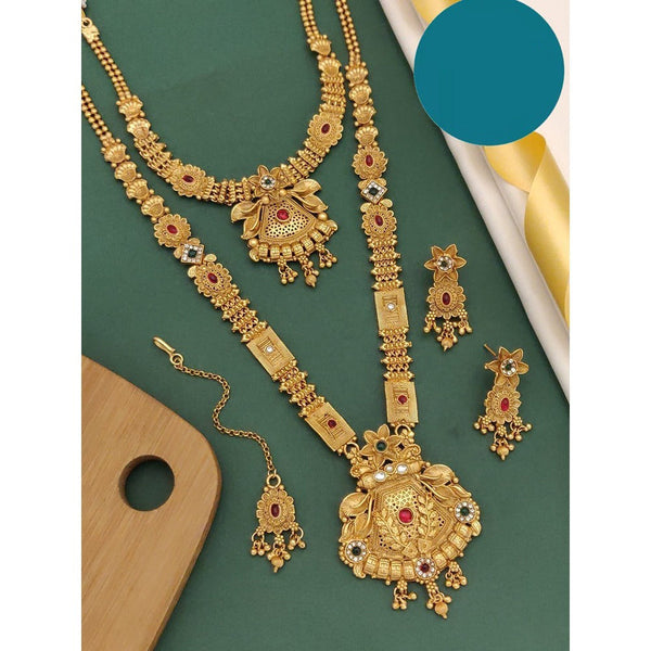 Akruti Collection Gold Plated Kundan Combo Necklace Set