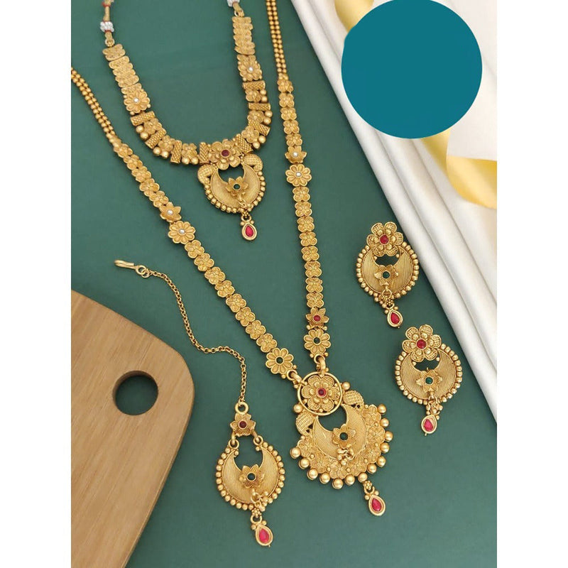 Akruti Collection Gold Plated Combo Necklace Set