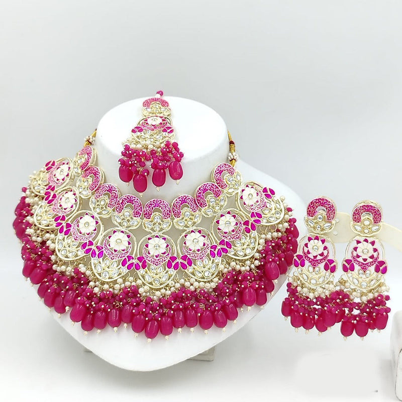 Akruti Collection Gold Plated Meenakari And Pearl Choker Necklace Set