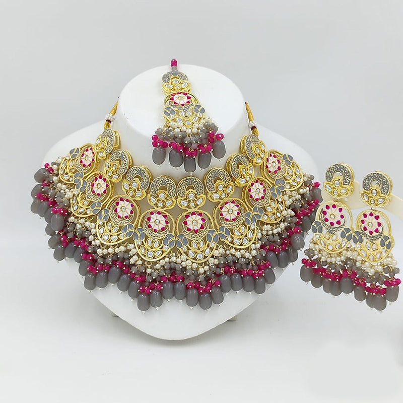 Akruti Collection Gold Plated Meenakari And Pearl Choker Necklace Set