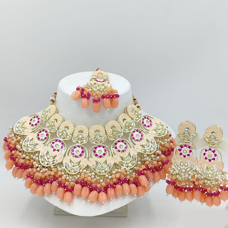 Akruti Collection Gold Plated Meenakari And Pearl Choker Necklace Set