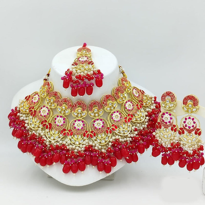 Akruti Collection Gold Plated Meenakari And Pearl Choker Necklace Set