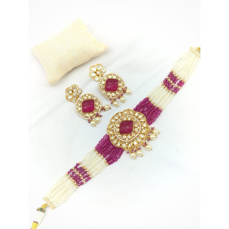 Akruti Collection Gold Plated Kundan Choker Necklace Set