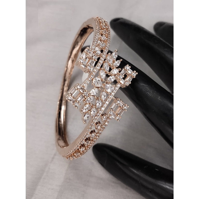 Akruti Collection Rose Gold Plated AD Openable Bangle