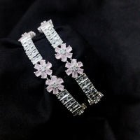 Akruti Collection Silver Plated AD Bangle Set